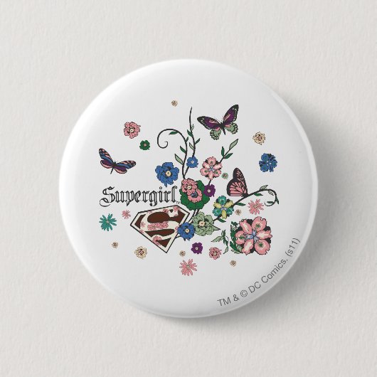 Supergirl Butterflies Ronde Button 5,7 Cm (Voorkant)