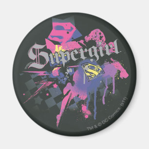 Supergirl Checkered Splatter Magneet