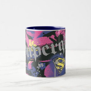 Supergirl Checkered Splatter Tweekleurige Koffiemok