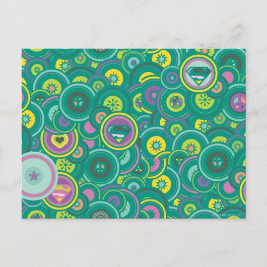 Supergirl Circle Green Pattern Briefkaart (Voorkant)