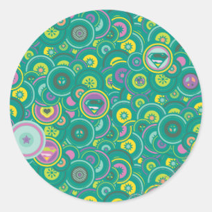 Supergirl Circle Green Pattern Ronde Sticker