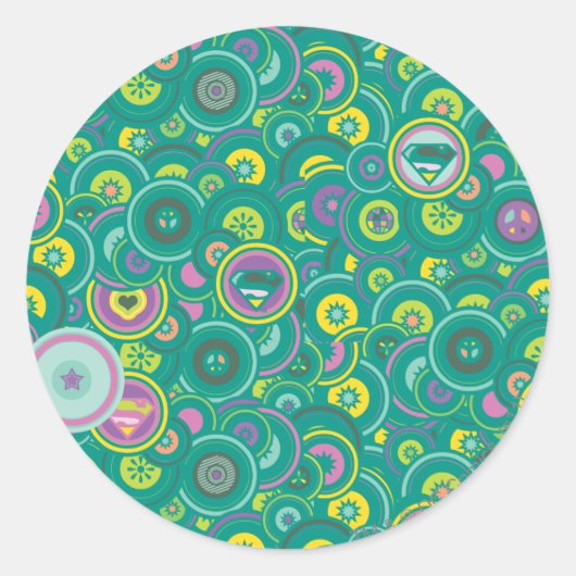 Supergirl Circle Green Pattern Ronde Sticker (Voorkant)