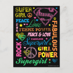 Supergirl Colorful Text Collage Briefkaart