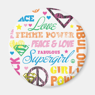Supergirl Colorful Text Collage Magneet