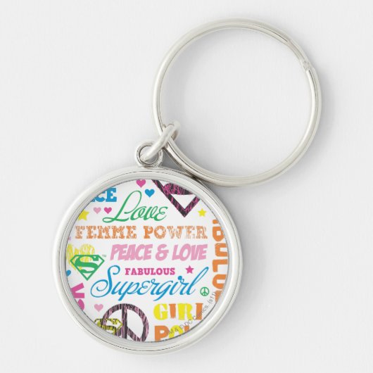 Supergirl Colorful Text Collage Sleutelhanger (Voorkant)