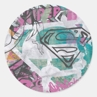 Supergirl Comic Capers Patroon 11 Ronde Sticker