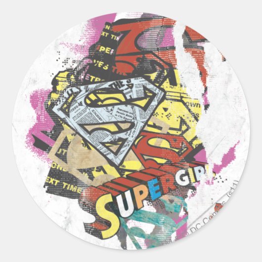 Supergirl Comic Caps 4 Ronde Sticker (Voorkant)