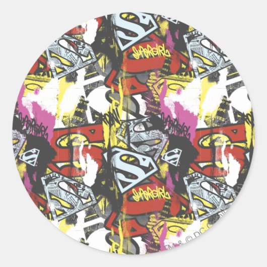 Supergirl Comic Caps Patroon 7 Ronde Sticker (Voorkant)