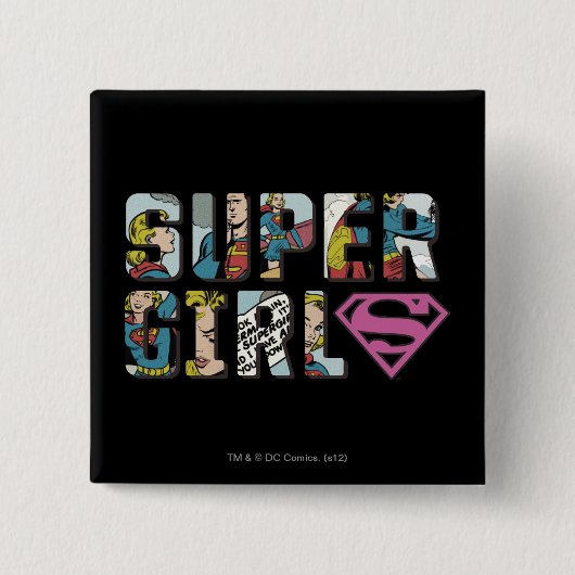 Supergirl Comic Logo Vierkante Button 5,1 Cm (Voorkant)