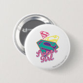Supergirl Cursive Ronde Button 5,7 Cm (Voorkant /achterkant)