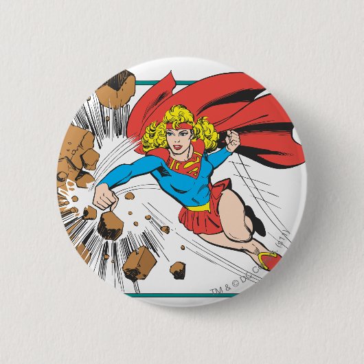 Supergirl Destroys Boulder Ronde Button 5,7 Cm (Voorkant)