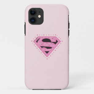 Supergirl Distress Logo Black en Roze iPhone 11 Hoesje