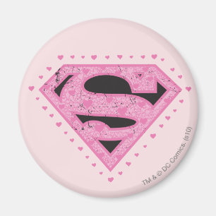 Supergirl Distress Logo Black en Roze Magneet