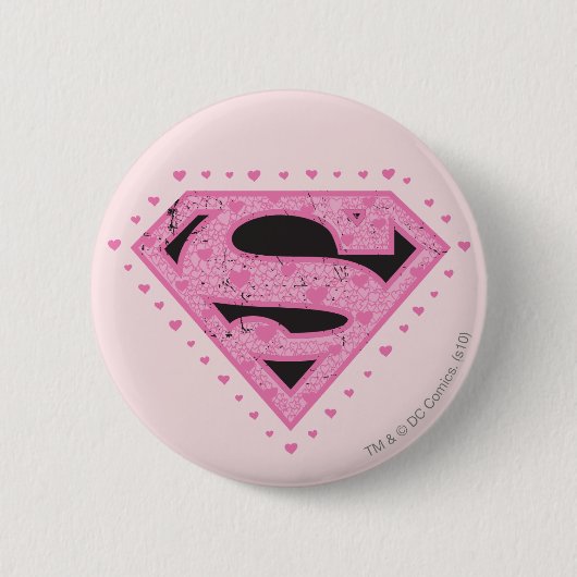 Supergirl Distress Logo Black en Roze Ronde Button 5,7 Cm (Voorkant)