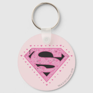 Supergirl Distress Logo Black en Roze Sleutelhanger