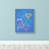 Supergirl en Logo gekleurde contouren Canvas Afdruk (Insitu (Houten vloer))