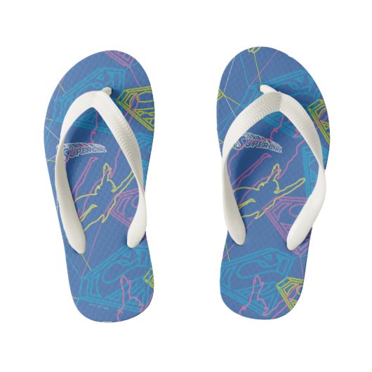Supergirl en Logo gekleurde contouren Kinder Teenslippers (Voetbed)