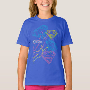 Supergirl en Logo gekleurde contouren T-shirt