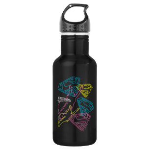 Supergirl en Logo gekleurde contouren Waterfles