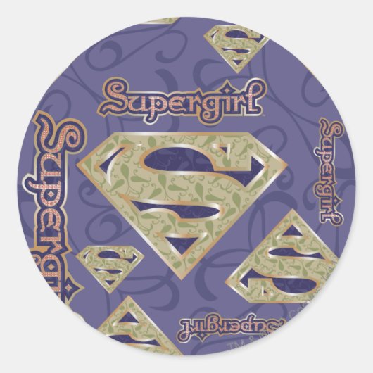 Supergirl Fancy Logo Collage Ronde Sticker (Voorkant)