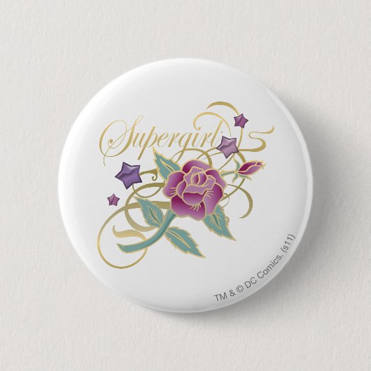 Supergirl Fancy Rozen Ronde Button 5,7 Cm (Voorkant)