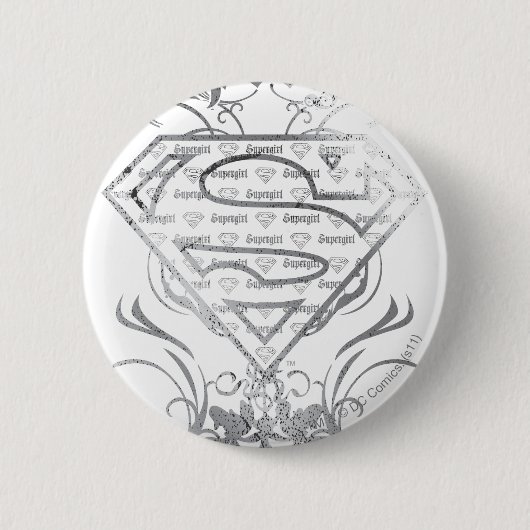 Supergirl Fancy Silver Logo Ronde Button 5,7 Cm (Voorkant)