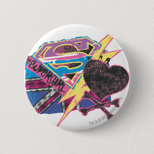 Supergirl Flag en Crossbones Ronde Button 5,7 Cm
