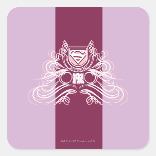 Supergirl Flourish Design Vierkante Sticker (Voorkant)