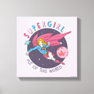 Supergirl Flying Upwards Illustratie Canvas Afdruk