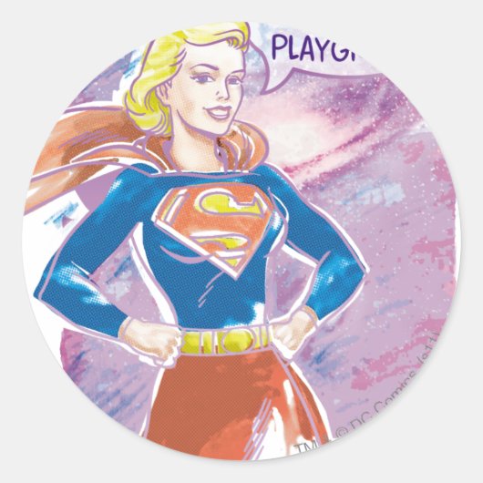 Supergirl Galaxy Ronde Sticker (Voorkant)
