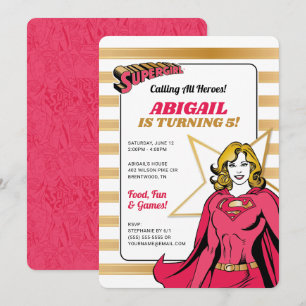 Supergirl Girls Pink en Gold Birthday Kaart