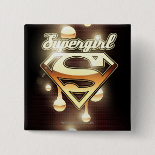 Supergirl Gold Drivers Vierkante Button 5,1 Cm
