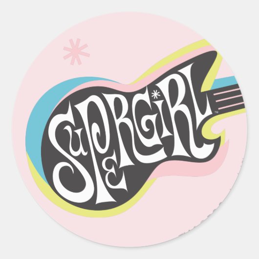 Supergirl Guitar Ronde Sticker (Voorkant)