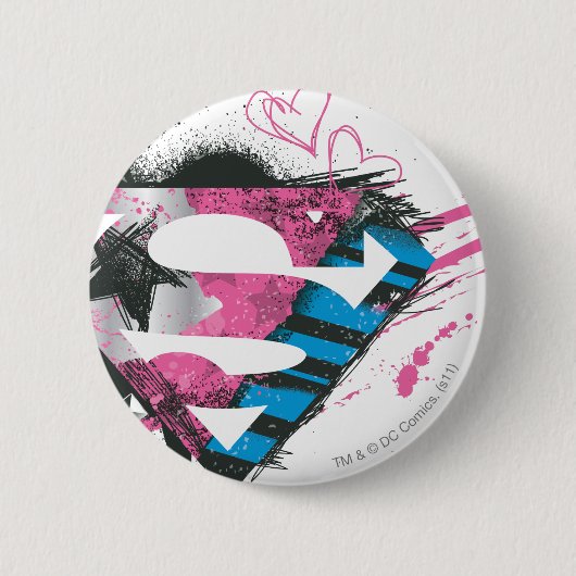 Supergirl Hearts Logo Ronde Button 5,7 Cm (Voorkant)
