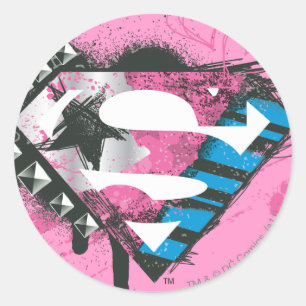 Supergirl Hearts Logo Ronde Sticker