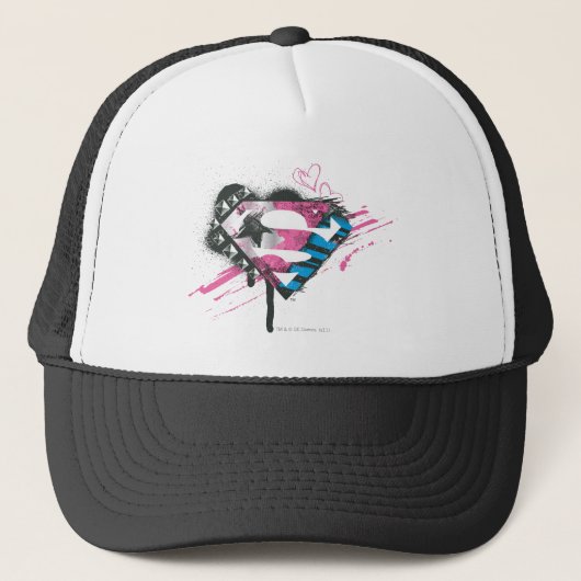 Supergirl Hearts Logo Trucker Pet (Voorkant)