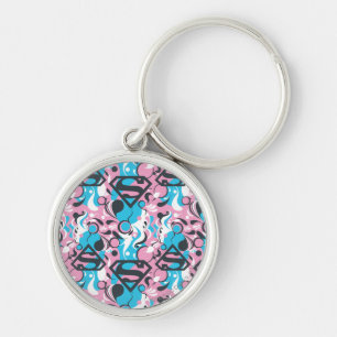 Supergirl kleurenpatroon met plash Swirls 7 Sleutelhanger