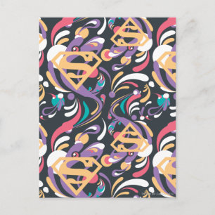 Supergirl kleurenpatroon met plash Swirls 8 Briefkaart