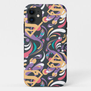 Supergirl kleurenpatroon met plash Swirls 8 iPhone 11 Hoesje