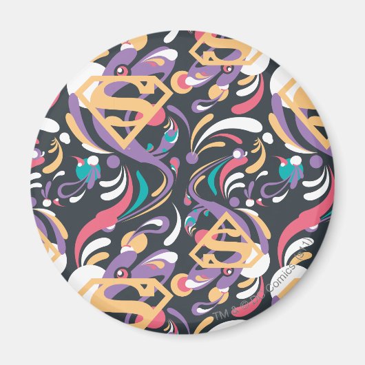 Supergirl kleurenpatroon met plash Swirls 8 Magneet (Voorkant)