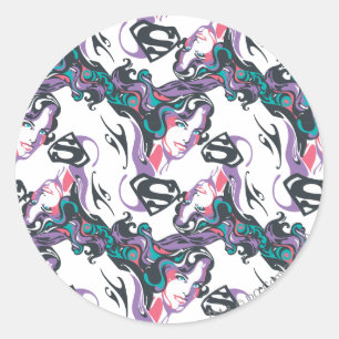 Supergirl kleurenpatroon met schouderriem 3 ronde sticker