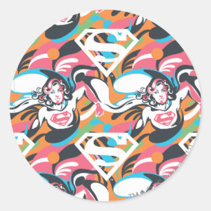 Supergirl kleurenpatroon met schouderriem 4 ronde sticker