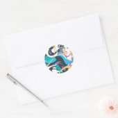 Supergirl-kleurenschouderriem 1 ronde sticker (Envelop)