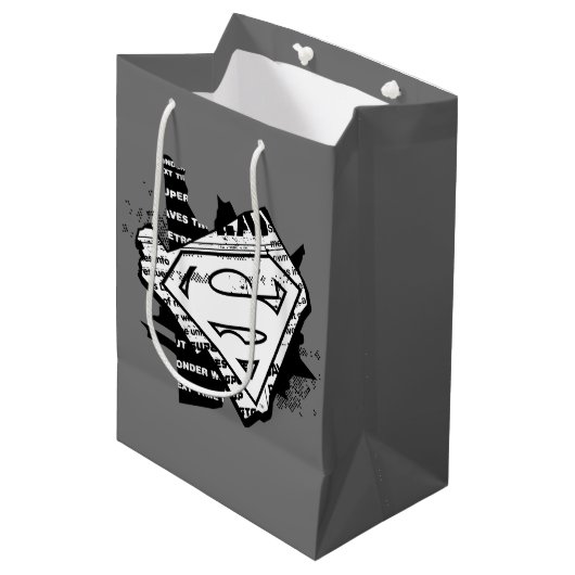 Supergirl krantenpapier S-Shield Medium Cadeauzakje (Voorkant Gekanteld)
