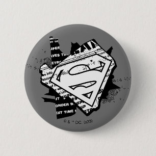 Supergirl krantenpapier S-Shield Ronde Button 5,7 Cm