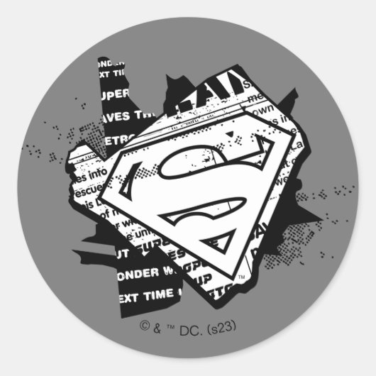 Supergirl krantenpapier S-Shield Ronde Sticker (Voorkant)