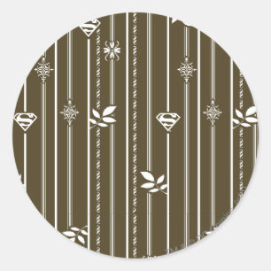 Supergirl Leaf Pattern Brown Ronde Sticker