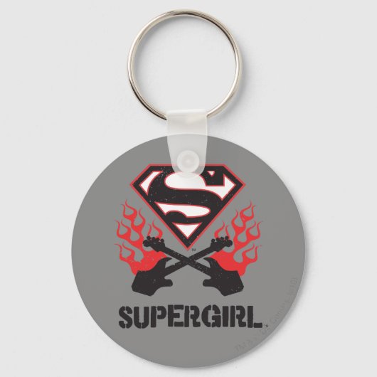 Supergirl Logo Black Flaming Guiters Sleutelhanger (Voorkant)