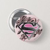 Supergirl Logo met Rozen Ronde Button 5,7 Cm (Voorkant /achterkant)