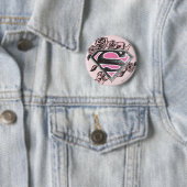Supergirl Logo met Rozen Ronde Button 5,7 Cm (In situ)